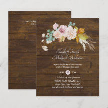 Budget Rustic Plum Blooms Ginger Wedding Invites