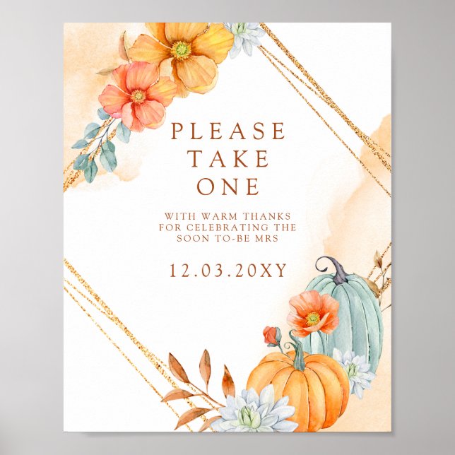 Budget Rustic Pumpkins Bridal Shower Sign (Front)