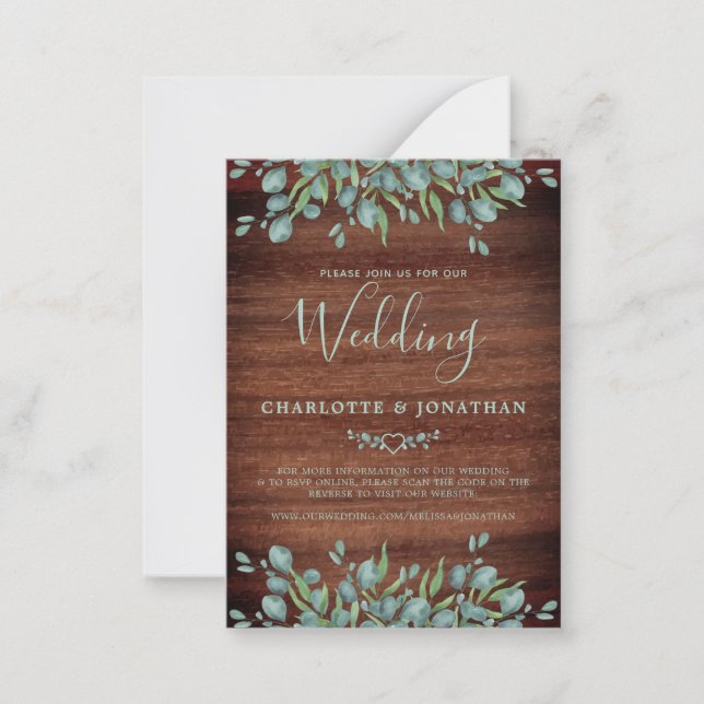 Budget Rustic QR Code Botanical Wedding Invitation (Front)