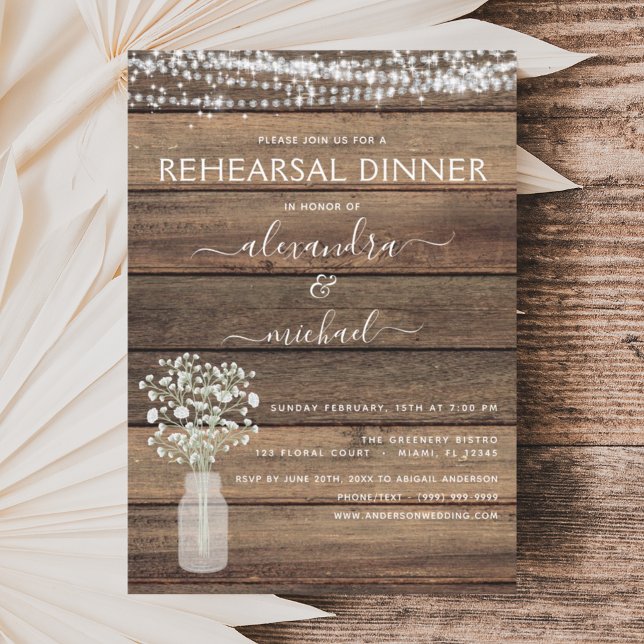 Budget Rustic Rehearsal Dinner Lights Invitation (Creator Uploaded)