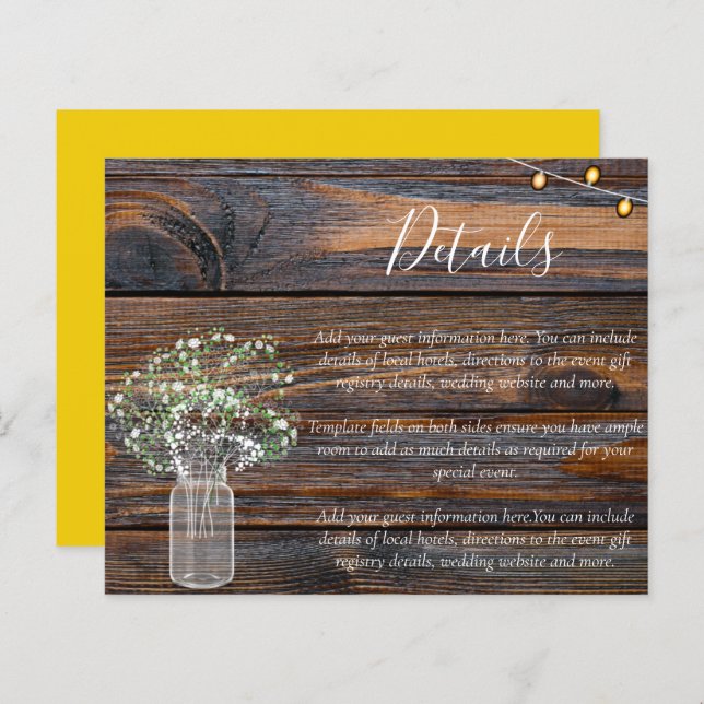 Budget Rustic RSVP Cards with Babys Breath (Front/Back)