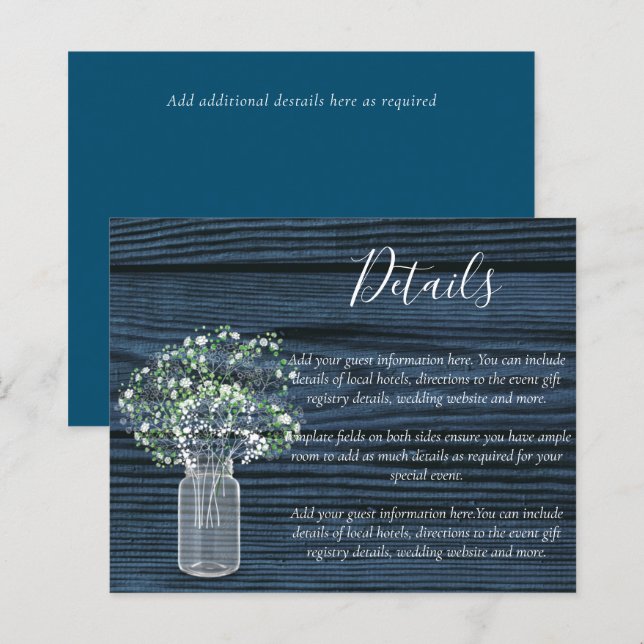 Budget Rustic RSVP Cards with Babys Breath (Front/Back)