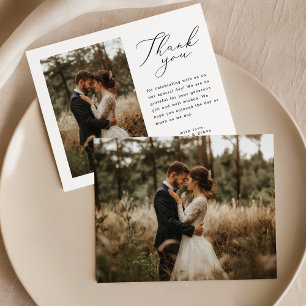 Budget Rustic Script Wedding Photo Thank You Card