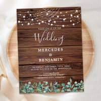 Budget Rustic String Lights Greenery Wedding Invit