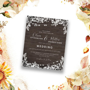 Budget Rustic String Lights Wedding Invitation