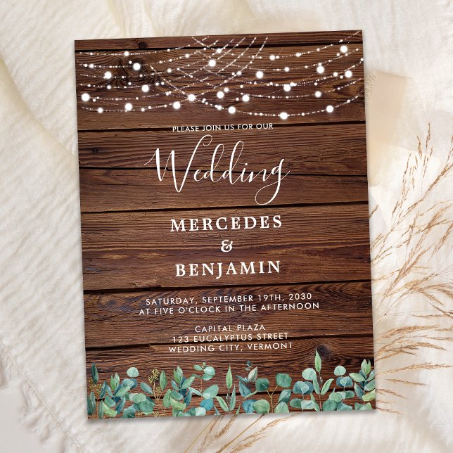 Budget Rustic String Lights Wedding QR Code Invite (Creator Uploaded)