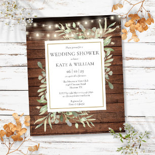 Budget Rustic String Lights Wedding Shower Invite