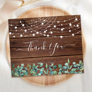 Budget Rustic String Lights Wedding Thank You     