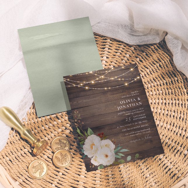 Budget Rustic String Lights & White Peony Wedding (Creator Uploaded)