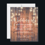 Budget Rustic String Lights Woo Wedding Invitation<br><div class="desc">**PLEASE READ BEFORE PURCHASING** • Budget stationery measures 4.5" x 5.6" and fits inside an A6 envelope. You can add white envelopes to your order if they are not already selected. • Each sheet is one invitation - no cutting is required. • The cardstock is bright white with a semi-gloss...</div>
