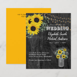 BUDGET Rustic Sunflower BabysBreath Wedding Invite
