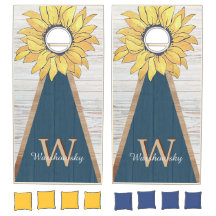 Budget Rustic Sunflower Blue White Wood