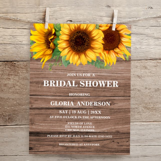 Budget Rustic Sunflower Bridal Shower Invitation (Creator Uploaded)