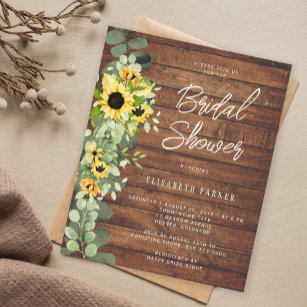Budget rustic sunflower bridal shower invitation