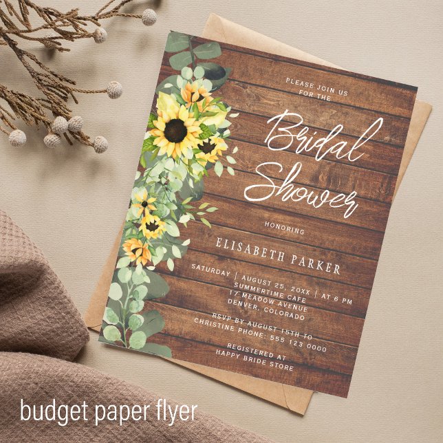 Budget rustic sunflower bridal shower invitation flyer (Creator Uploaded)