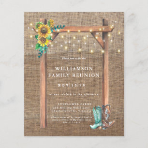 Budget Rustic Sunflower Family Reunion Invitation Flyer
