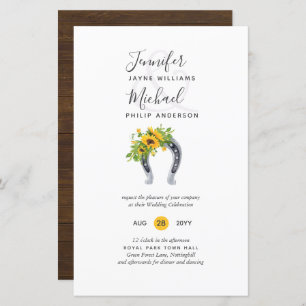 BUDGET Rustic Sunflower Horseshoe Barn Wedding Inv