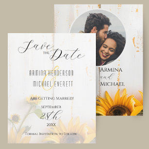 Budget Rustic Sunflower Wedding Save the Date