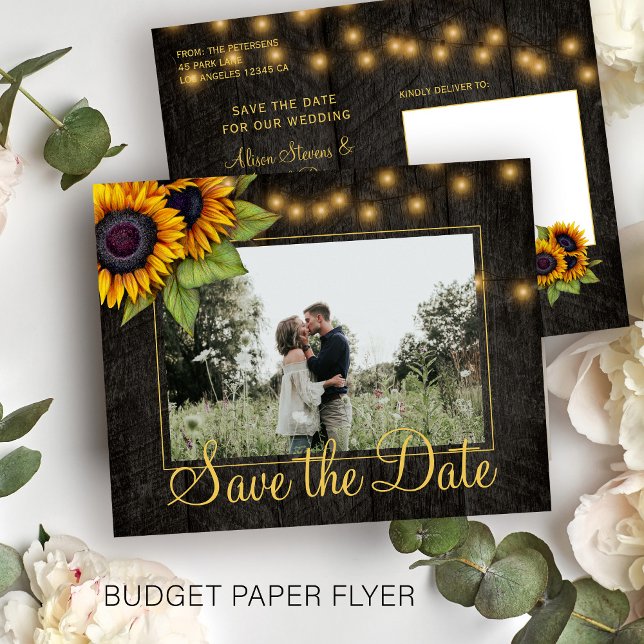 Budget rustic sunflower wedding save the date flyer (Creator Uploaded)
