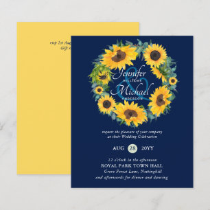 BUDGET Rustic Sunflower Wreath Wedding Invite