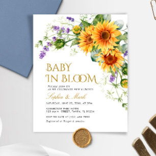 Budget Rustic Sunflowers Baby In Bloom Invitation