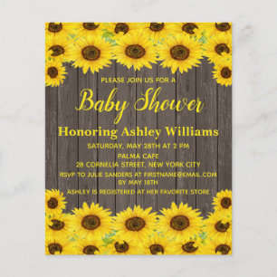 Budget Rustic Sunflowers Baby Shower Invitation