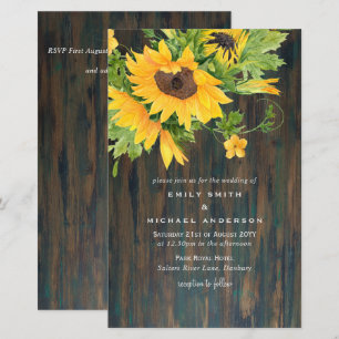 Budget Rustic Sunflowers Barn Wedding Invite A9