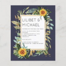 Budget Rustic Sunflowers BOHO Greenery Wedding Inv