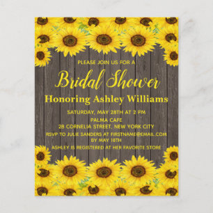 Budget Rustic Sunflowers Bridal Shower Invitation