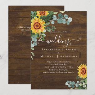 BUDGET Rustic Sunflowers Eucalyptus Leaves Wedding