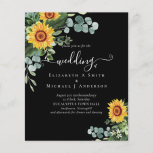 BUDGET Rustic Sunflowers Eucalyptus Leaves Wedding Flyer