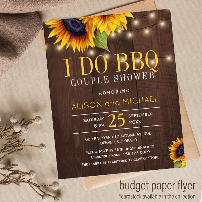 Budget rustic sunflowers I do bbq couple shower Flyer (Creator Uploaded)