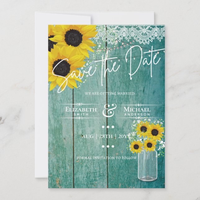 Budget Rustic Sunflowers Lace Mason Jar Wedding (Front)