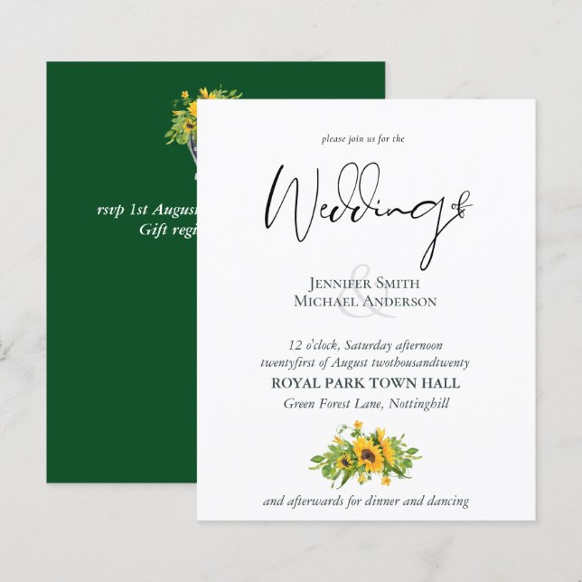 Budget Rustic Sunflowers Southern Wedding (Front/Back)