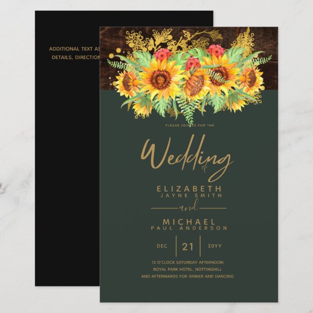 Budget Rustic Sunflowers Summer Floral Wedding (Front/Back)