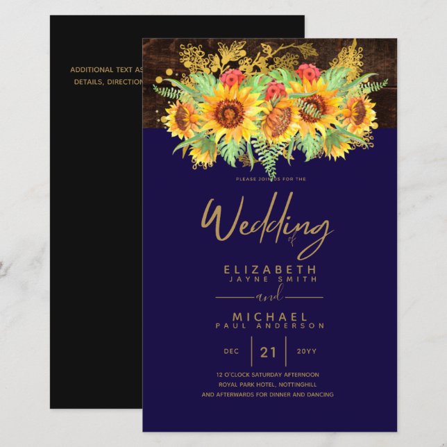 Budget Rustic Sunflowers Summer Floral Wedding (Front/Back)