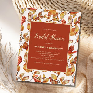 Budget Rustic Terracotta Leaf Bridal Shower  Flyer