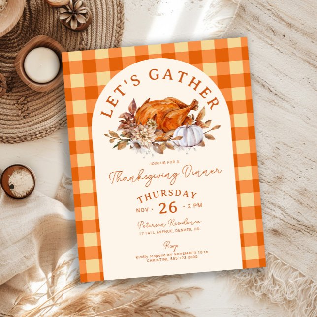 Budget rustic Thanksgiving dinner invitation (Creator Uploaded)