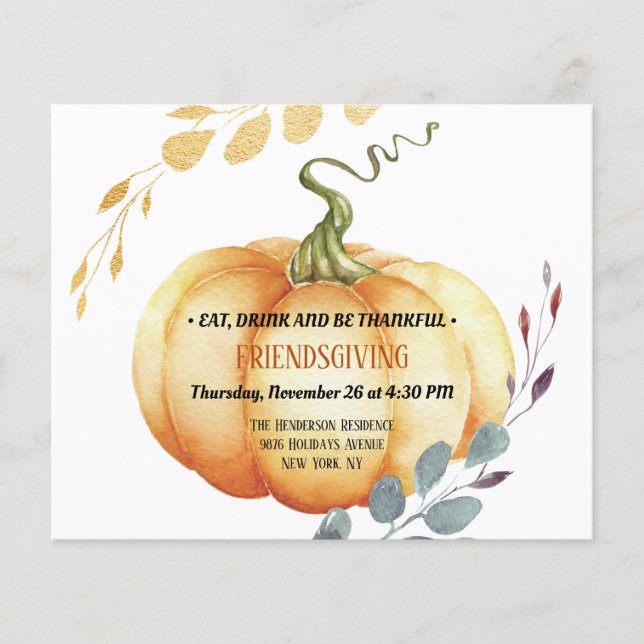 Budget Rustic Thanksgiving Invitation Postcard. Fl Flyer (Front)