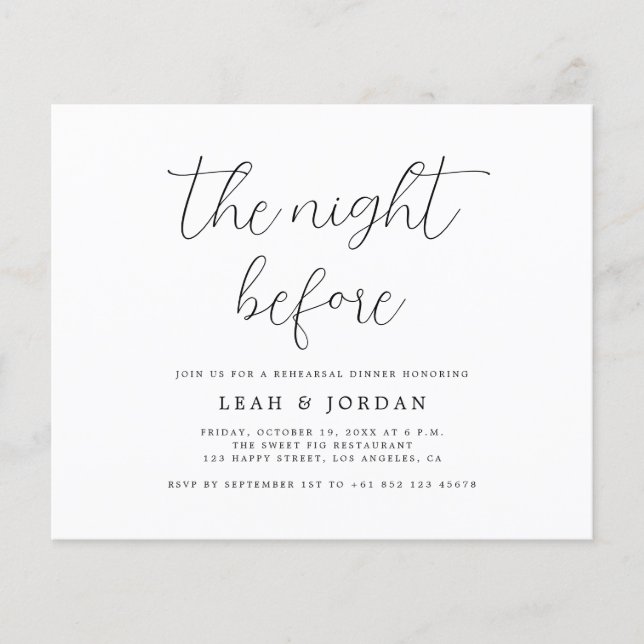 Budget Rustic The Night Before Rehearsal Dinner (Front)