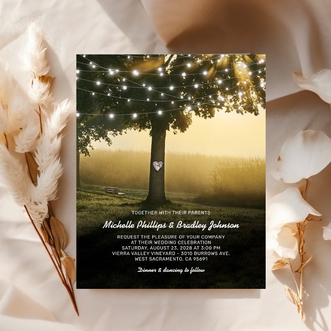 Budget Rustic Tree Lights Wedding Invitation (Creator Uploaded)
