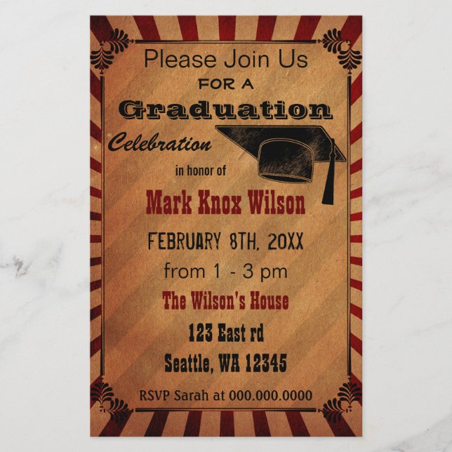 Budget Rustic Vintage Graduation Party Invitations (Front)