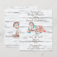 Budget Rustic vintage toys white wood baby shower 