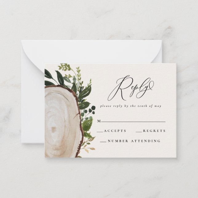 budget Rustic watercolor wedding reply RSVP card (Front)