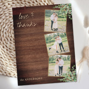 Budget Rustic Wedding 3 Photos Thank You Cards
