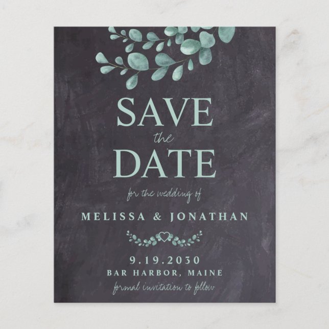 Budget Rustic Wedding Eucalyptus Save The Date (Front)