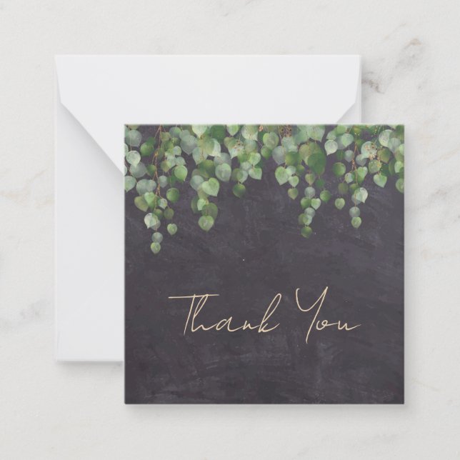 Budget Rustic Wedding Foliage Greenery Thank You Card (Front)