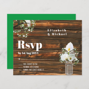 Budget Rustic White Calla Lily Wedding RSVP
