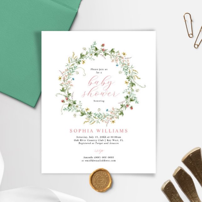 Budget Rustic Wildflowers Baby Shower Invitation (Creator Uploaded)
