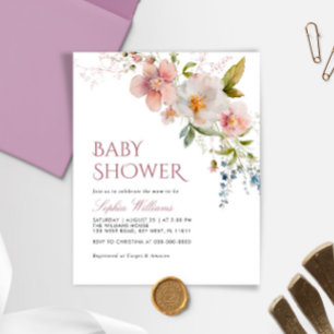 Budget Rustic Wildflowers Baby Shower Invitation
